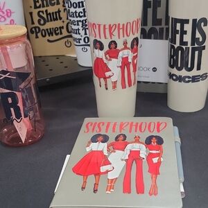 Sisterhood Red & Cream Travel Tumbler and Notebook Set